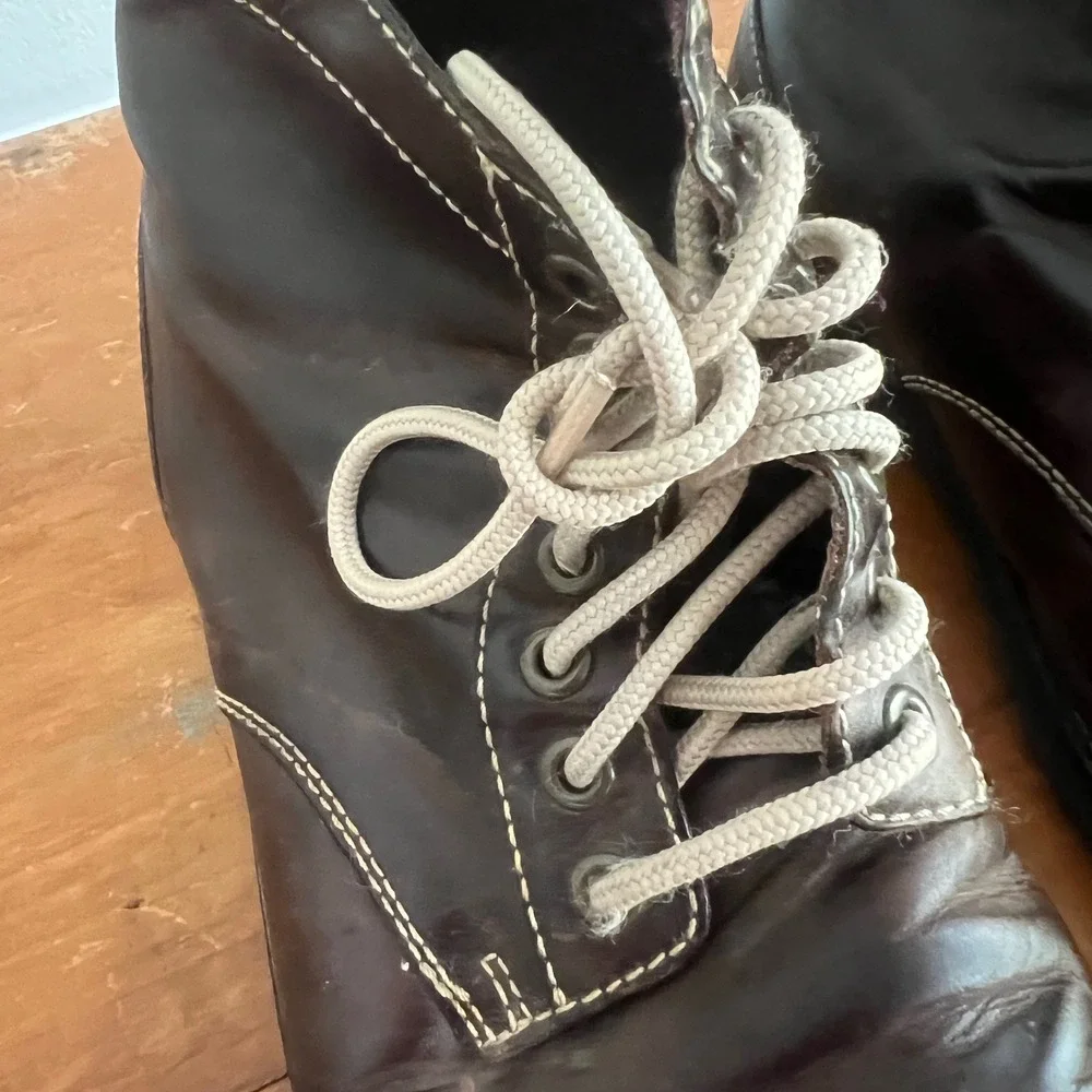 Cole Haan Vtg Distressed Boots Mens 10.5 Leather Lace Up Brown‎ Rugged Preloved